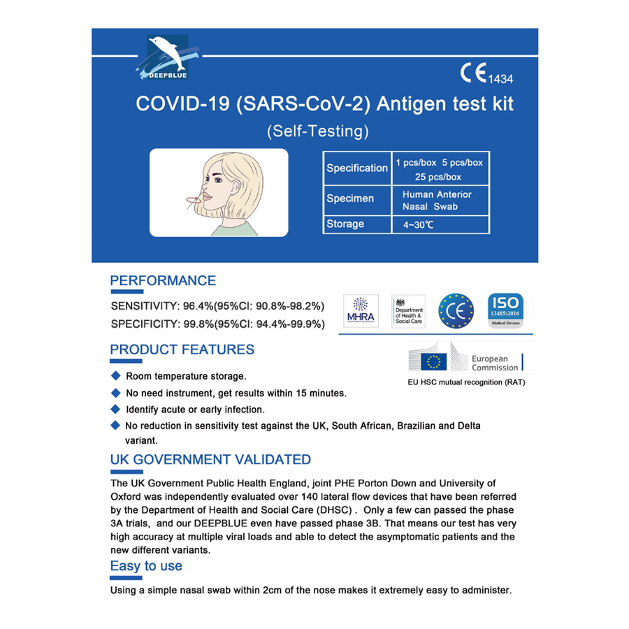 DEEPBLUE Covid 19 Antigen Covid Test Kit x 30pcs